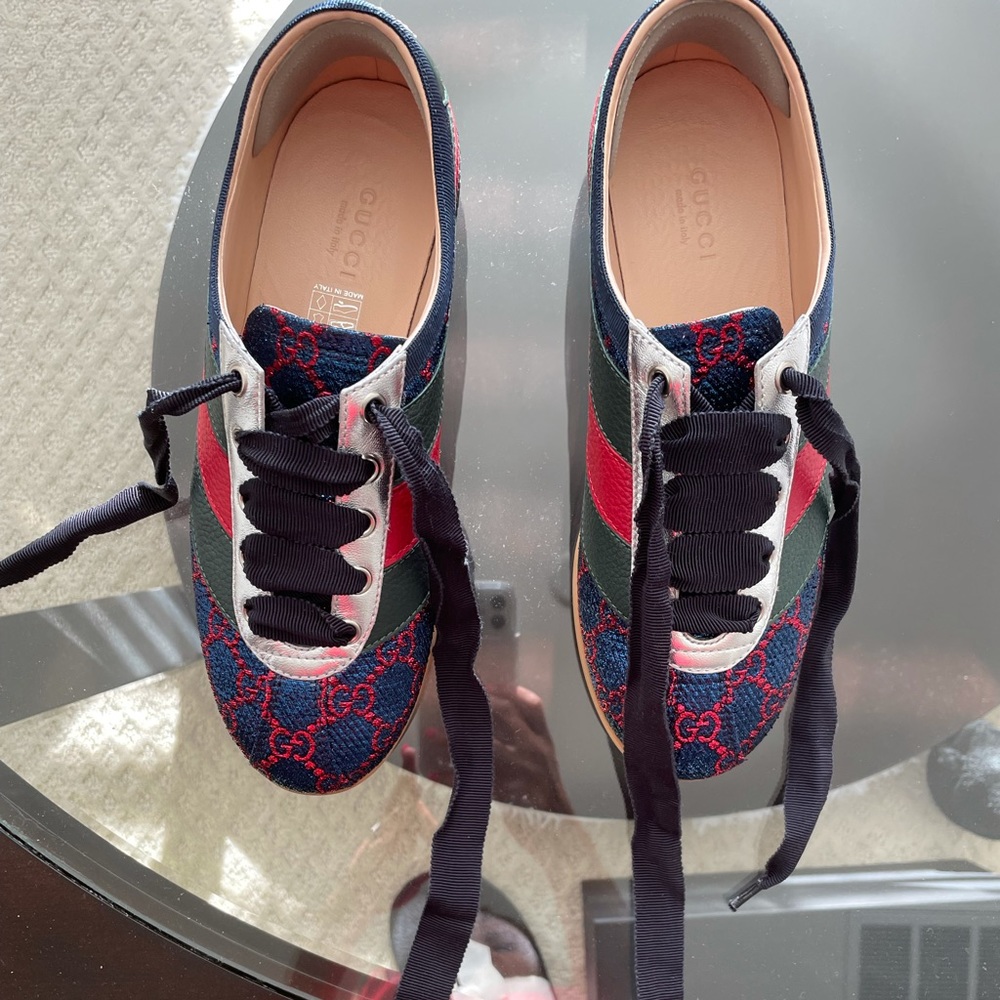 GUCCI Falacer lurex GG web sneakers